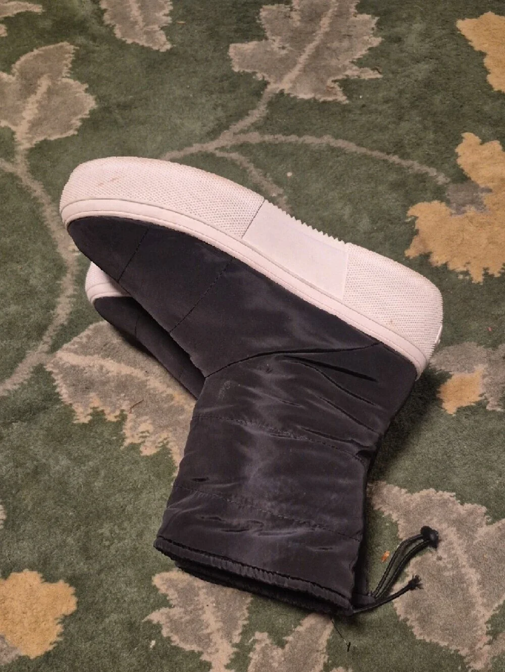 J Slides Black Winter Pull-On Snow Boots with White Sole